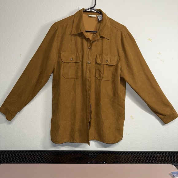 White Stag Jackets & Blazers - White Stag Faux Suede Shirt Jacket Women's M Brown Button Front Lined Shacket